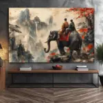 Elephant Landscape Canvas Print – 3D Wall Art, Asian Temple - Image 2