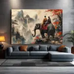 Elephant Landscape Canvas Print – 3D Wall Art, Asian Temple - Image 3